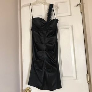 Jump Apparel Black One Shoulder Sequin Dress s 7/8